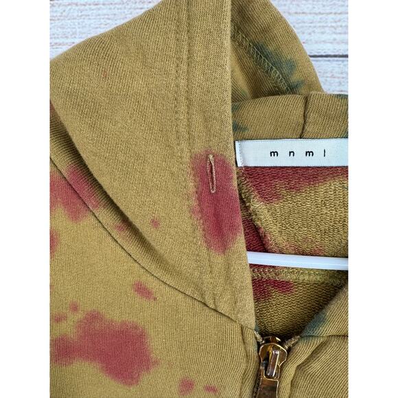 mnml Tie Dye Full Zip Hoodie Sweatshirt Womens Large Green Brown Red - Picture 9 of 12